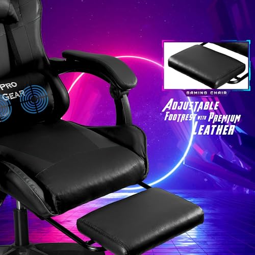Image of Casa Copenhagen Designed in Denmark,High-Back Italian Leather Gaming Ergonomic Chair with Advanced Mechanism & Electric Back Massager, Memory Foam Seating & Multi Function Arm-Rest - Black & Black