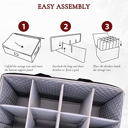 Myluxe Wine Glass Storage Box - Case With Dividers For Wine Glasses, Crystal And Champagne Flutes, Padded Container With Sturdy Handle #TOP4