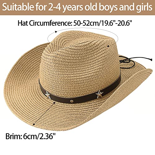 Toddler-Kids Summer-Cowboy-Hats Wide-Brim Sun-Straw-Western-Hat for Boys-Girls 2-7 Yrs2