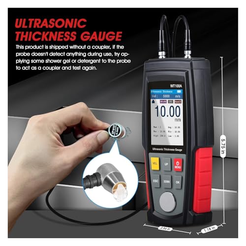 Calibrador de espesores ultrasónico digital, medidor para pruebas no destructivas en acero, aluminio, cobre, vidrio y materiales metálicos (modelo WT100A) miniatura 2