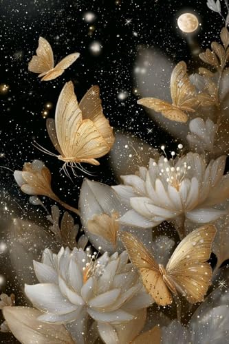 Kit Diamond Painting 60x80cm Papillon Fleurs Mosaïque pour Adulte
