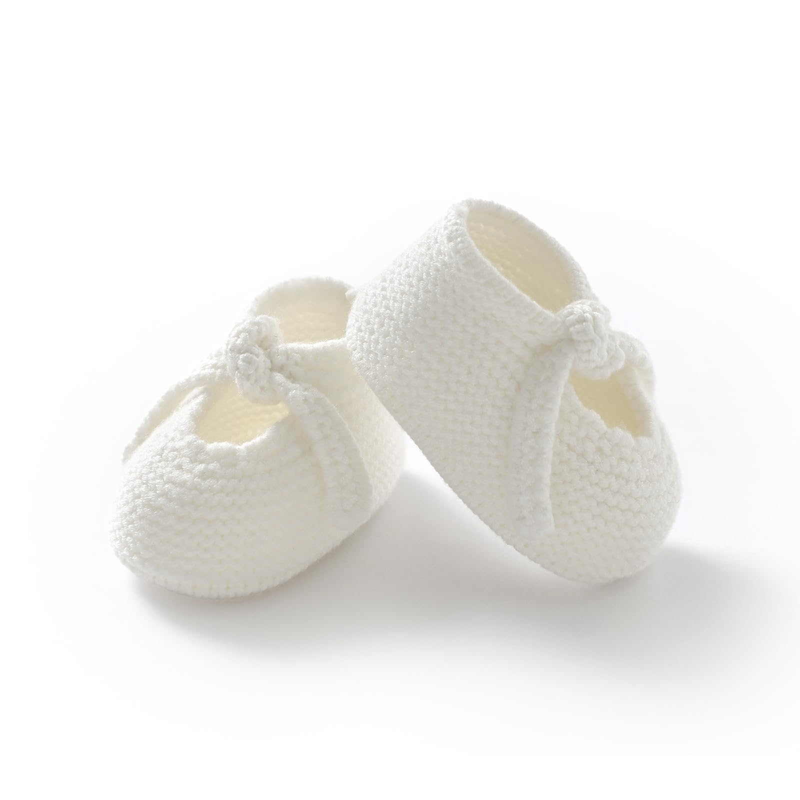 DovFanny Newborn Baby Booties Soft Knit First Walking Shoes Gift for Infant Boy Girl - Breathable Baby Shoes(White)