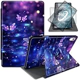 WZCJDHMJ Case for iPad (A16) 11th Generation 11 Inch 2025/iPad 10th Generation 10.9" 2022,360 Degree Rotating Swivel Stand PU Leather Cover with Auto Wake Sleep,Purple Sparkfly