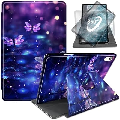 WZCJDHMJ Case for iPad (A16) 11th Generation 11 Inch 2025/iPad 10th Generation 10.9" 2022,360 Degree Rotating Swivel Stand PU Leather Cover with Auto Wake Sleep,Purple Sparkfly