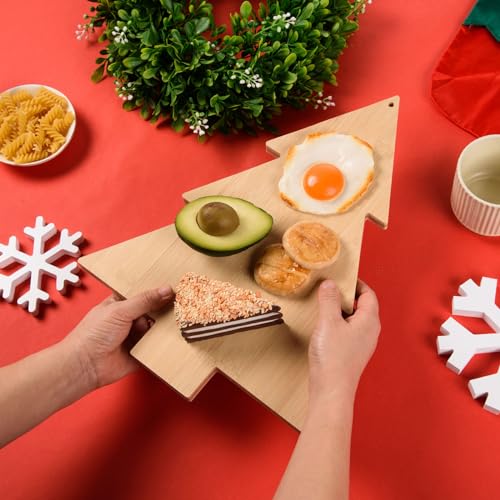 Tabla de Cortar de Bambú con Forma de Árbol de Navidad, Tabla Decorativa para Quesos y Embutidos, Ideal como Regalo para la Navidad o para una Fiesta de Inauguración de Hogar miniatura 3