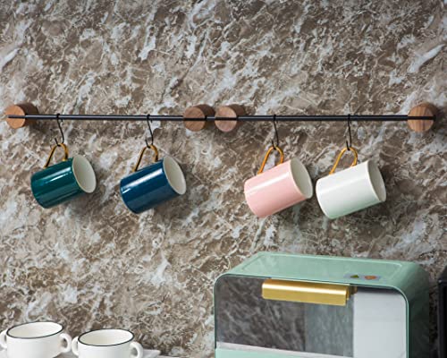 Qsqueen Hat Rack 16.5Inch Set Of 2, For Wall With Shelf For Baseball Caps Metal Hat Organizer With Hook Hat Holder Wall Mounted For Baseball Caps Trucker Hat And Others Hat (Matte Black/Rustic Walnut) #TOP4