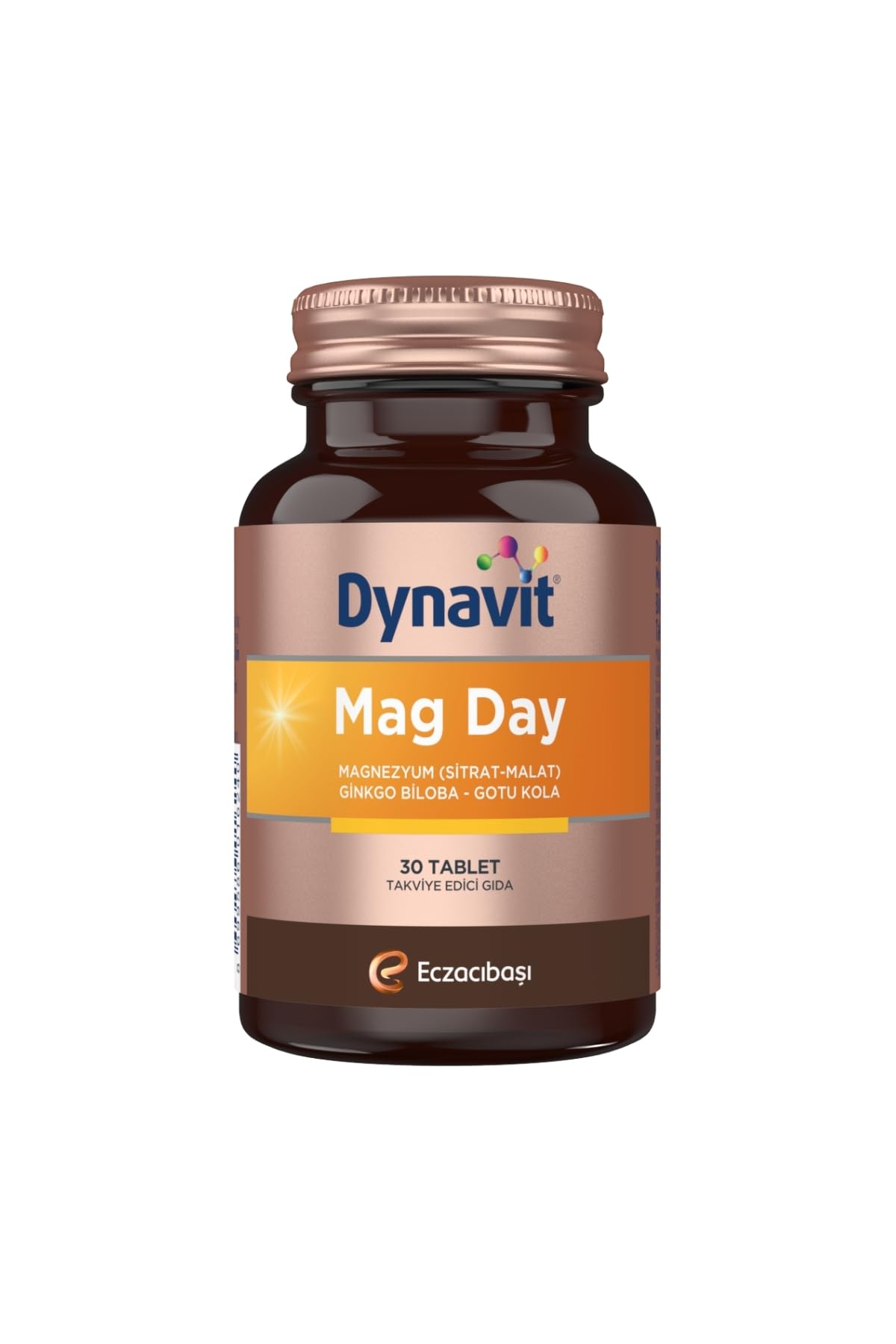 Dynavit Mag Day 30 Tablet Magnezyum Sitrat &Malat, Gotu Kola, Ginkgo Biloba, B6 Vit -Sabah/Gündüz Magnezyum