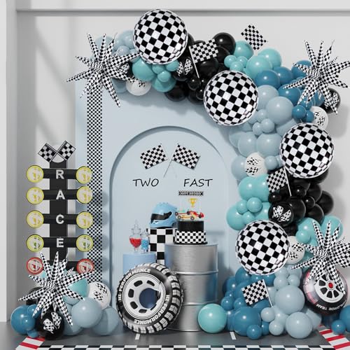 Image of TONIFUL 8Pcs 22Inch Black Checkered Large 4D Giant Round and Star Balloons Explosion Star Mylar Balloons Set for Christmas New Year Birthday Wedding Bridal Shower Anniversary Photo Booth Supplies