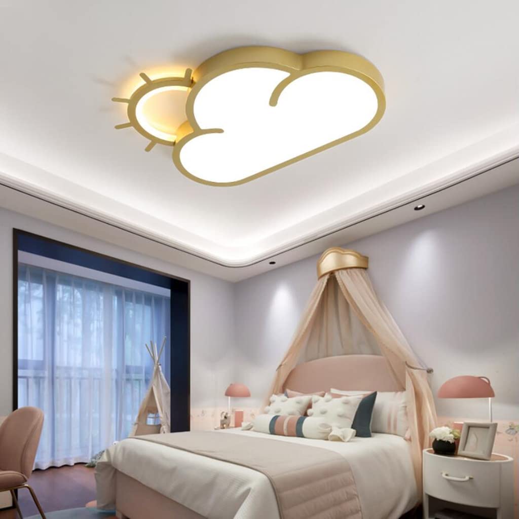 LED Deckenleuchte Kinder Leuchten Moderne Wolke Sonne Design Deckenlampe Dimmbar mit Memoryfunktion Kronleuchter Metall Acryl Deckenlicht Jungen Mädchen Schlafzimmer Wohnzimmer Beleuchtung Lampe,A