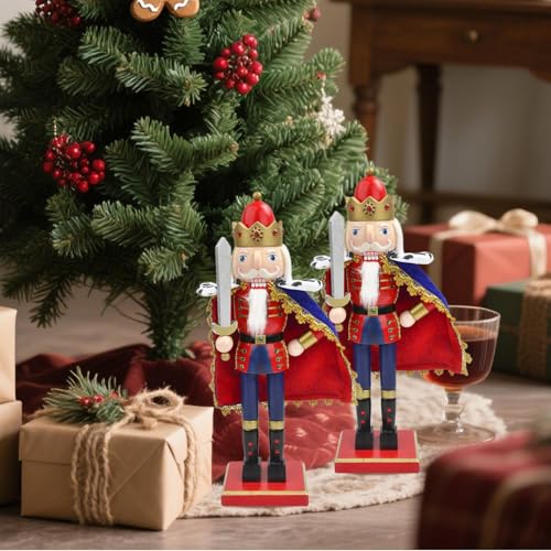 Statue de Casse-Noisette en bois figurine de soldat pour décoration de Noël table et cheminée - 3