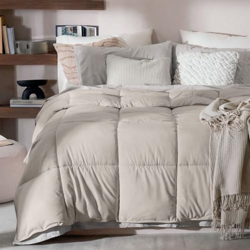 ESQUIMAL Edredón Acolchado Duvet, Relleno Tipo Down Alternative, Todo Clima, Compatible con Funda Nórdica, Reversible, Hipoalergénico. (Taupe, Individual)
