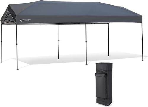 ARROWHEAD OUTDOOR Toldo desplegable de 10 x 20 pies y refugio instantáneo, fácil instalación para una persona, construcción de tela 300D resistente