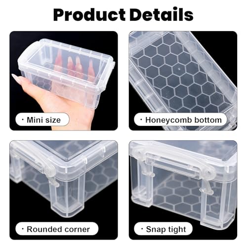 Image of testyu Small Plastic Box, 5 inch X 2.8 inch X 2 inch Stackable Mini Storage Box with Lid, Clear Organizer Container for Jewelry Beads, Small Crafts Items Accessories - -12 Pack