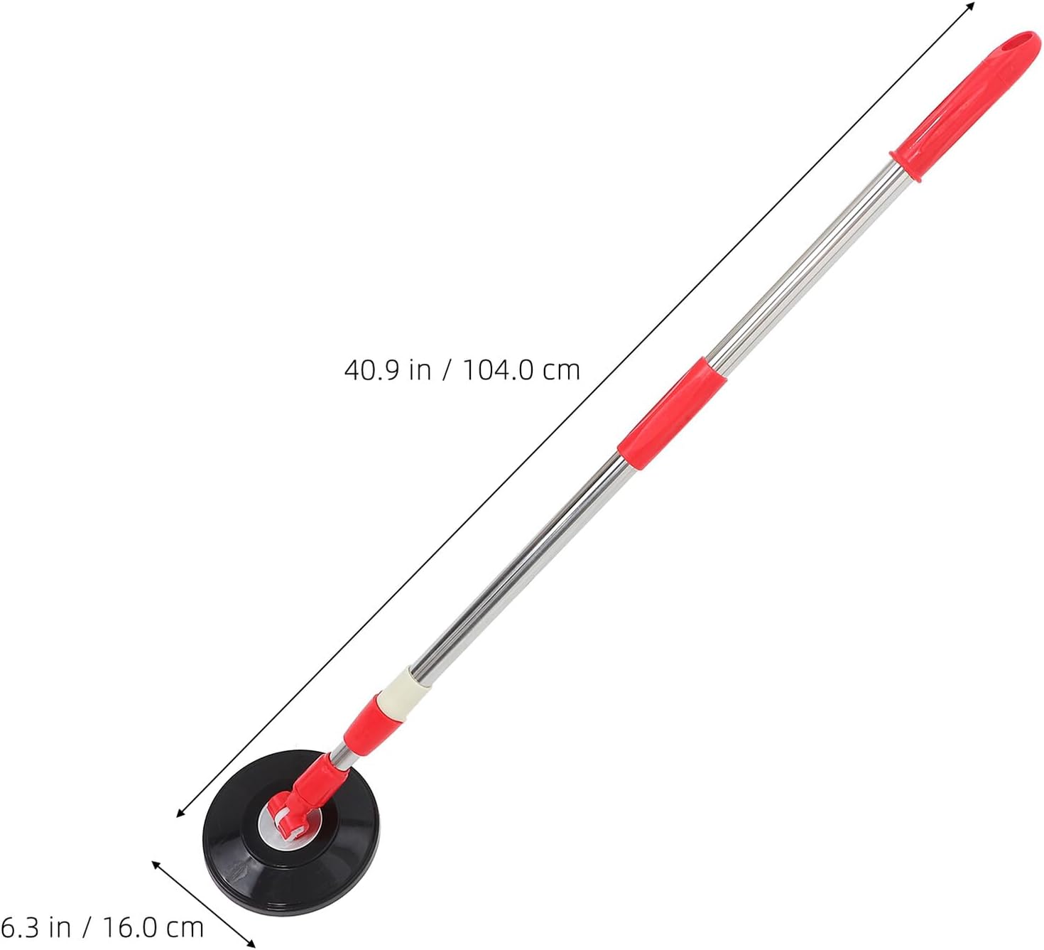 Rotating Mop Handle Replacement Stainless Steel Mop Pole with Plastic Disc Sturdy Extension for Home and Commercial Floor Cleaning Red