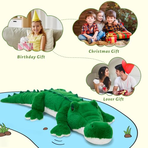 Image of MorisMos Giant Alligator Stuffed Animal, 59 inch Soft Jumbo Crocodile Plush Toy for Kids, Giant Stuffed Crocodile Large Stuffed Alligator Pillow for Boys Girls Birthday