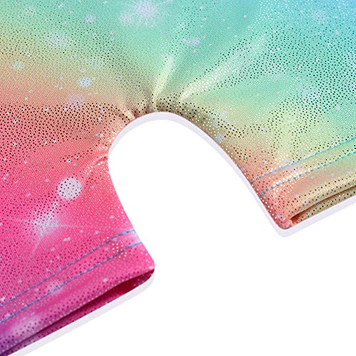 Leotards for Girls Gymnastics Toddler Dance Biketards Mermaid Unicorn Athletic Dance Wear Shiny Rainbow Blue Hotpink
