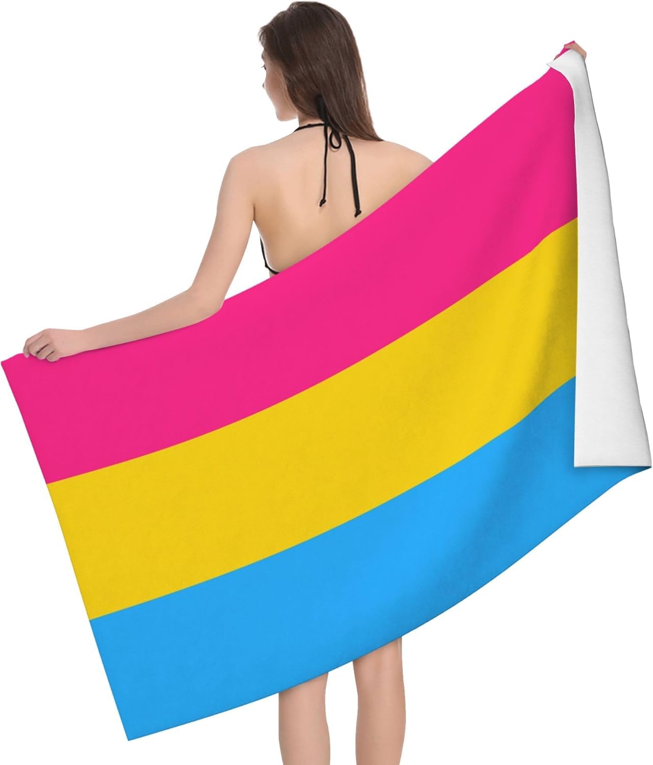 HLBSDM Pansexuality Pride Flag 52 x 32 in Microfiber Beach Towel Swimming Pool Bath Super Big Throw Towel