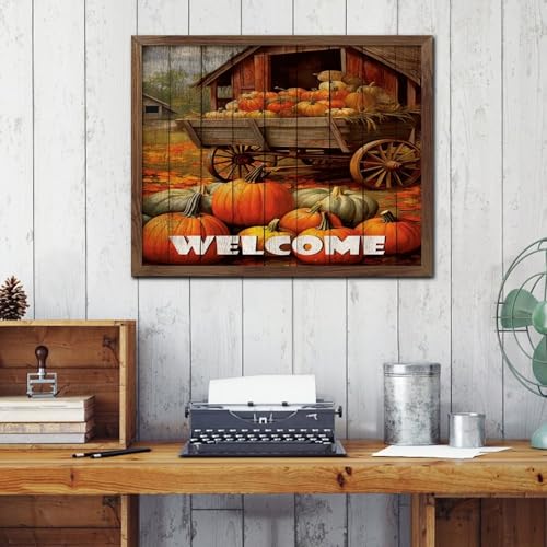 Aquarelle d'automne en décoration murale amusante en bois, grand cadre de salon
