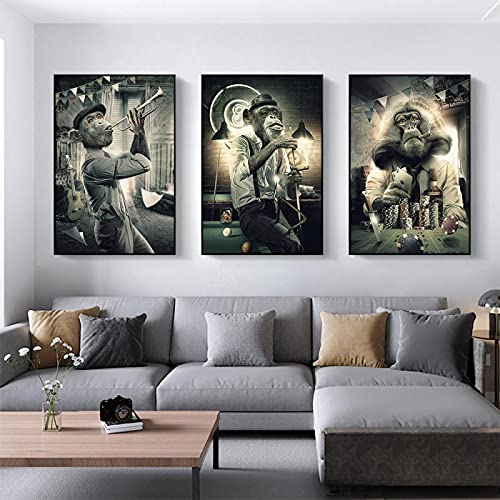 Peinture murale singe graffiti sur toile moderne de qualité supérieure 60x90cm