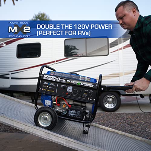 DuroMax XP5500EH Electric Start-Camping & RV Ready, 50 State Approved Dual Fuel Portable Generator-5500 Watt Gas or Propane Powered, Blue/Black