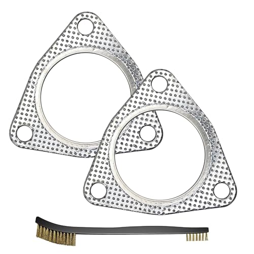 Image of Strongthium 3 Inch Exhaust Gasket 3 inch 3-Bolt 76.2mm Muffler Manifold Header 3 Hole Collector Graphite Temperature w /Fire Ring Replacement 2 Pcs