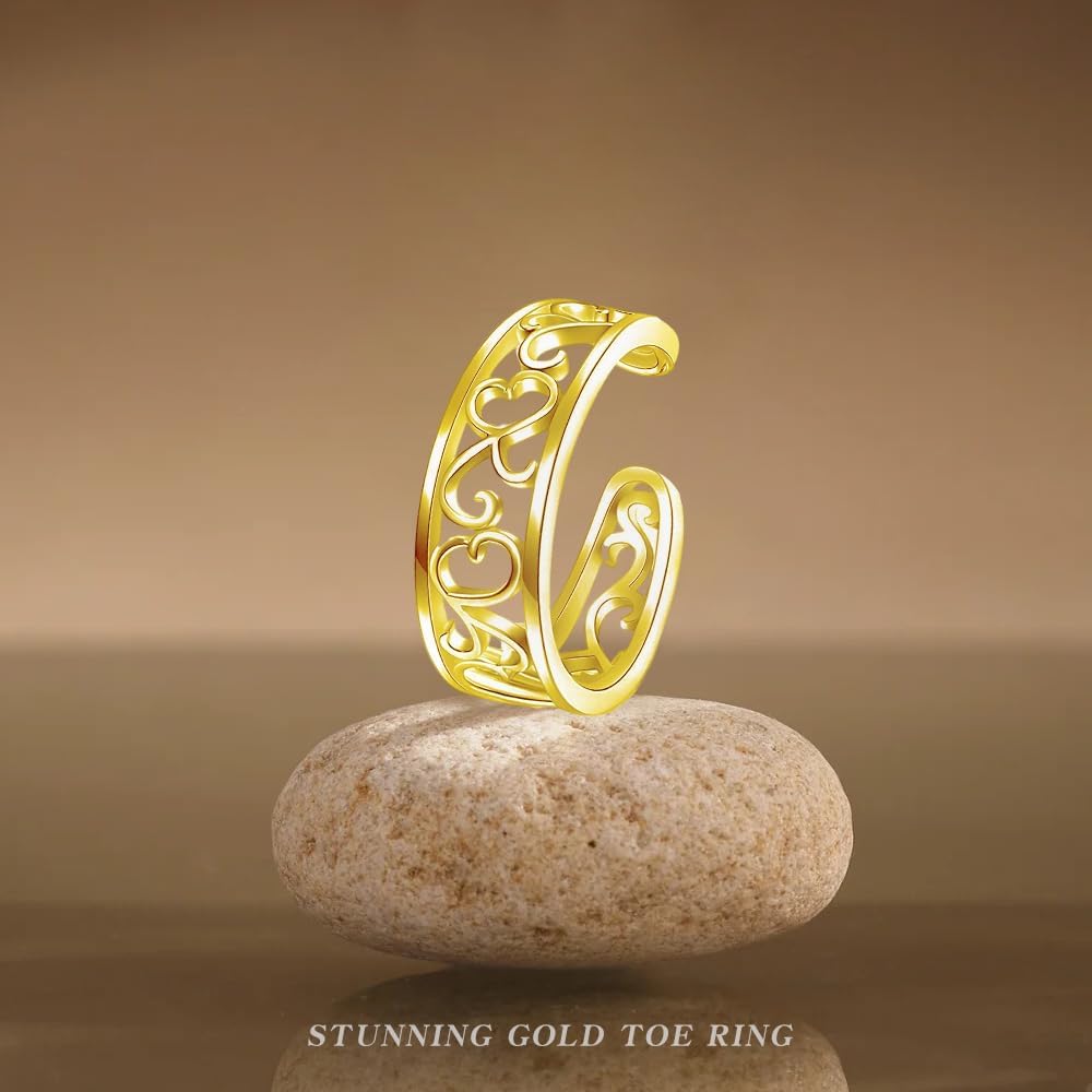 Gold Toe Rings for Women Non Tarnish Open Stylish Toe Ring 14K Gold Filled Toe Ring Beach Foot Jewelry