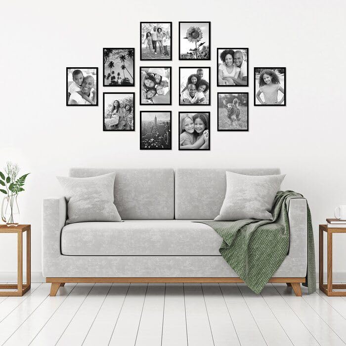 Image of Nish Art Frames | Set of 12 Photo Frames 4x6 Inches | Black Wall Hanging & Tabletop Picture Frames | Modern Home & Office Decor | Family, Travel & Memory Display | MDF Wood Frames with Acrylic Glass