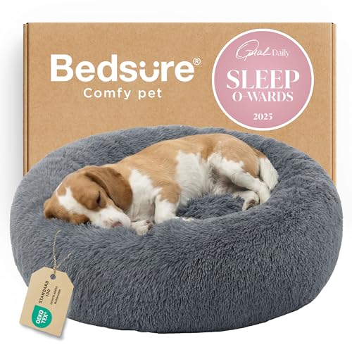 Image of Bedsure Calming Dog Bed Medium Large Size Dogs Washable Pet Bed,33ins Dark Grey