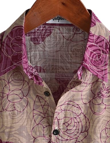 Image of VATPAVE Mens Casual Hawaiian Floral Shirts Short Sleeve Button Down Tropical Shirts Beach Summer Shirts