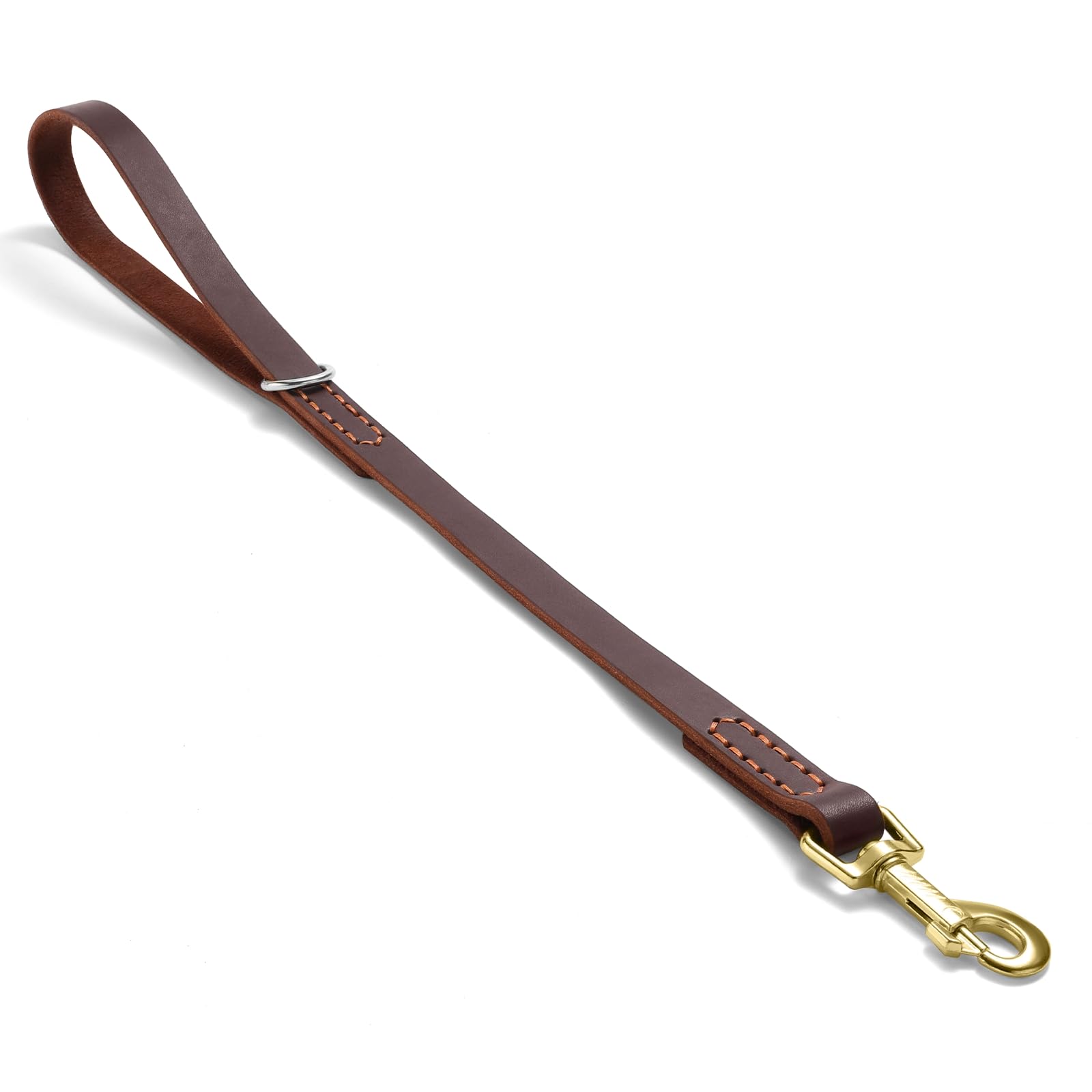 Leather Dog Leash, Strong Traffic Pet Short Lead & Heavy Duty Metal Hook for Training and Walking. (M:1.5ft L x 1.8cm W)