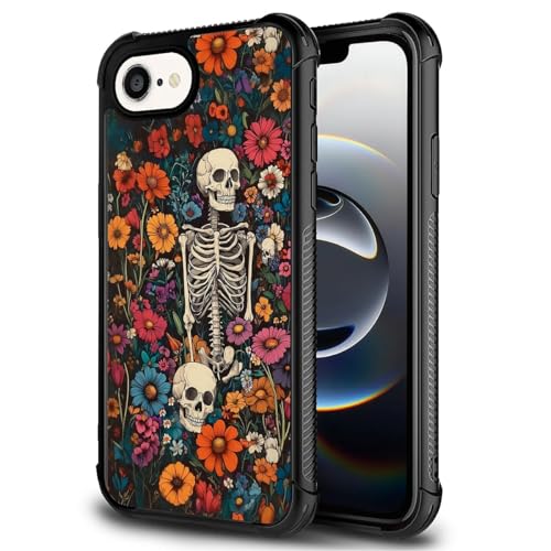 DAIZAG Case for iPhone 16e,Four Corners with Bumper Shockproof Anti-Scratch Protection Phone Case for Man Women-Beautiful Skeleton Flower - image 2