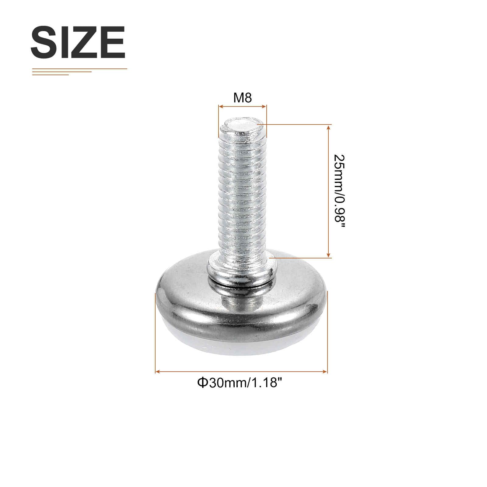 DTGN M8x25x30mm(DxLxOD) Screw on Furniture Glide Leveling Feet, 20Pack, Good for Furniture - Image 2