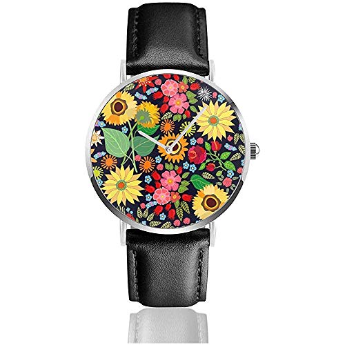 Preisvergleich Produktbild Oktober SuNLFower Field Border Beauty Lederarmband Armbanduhren