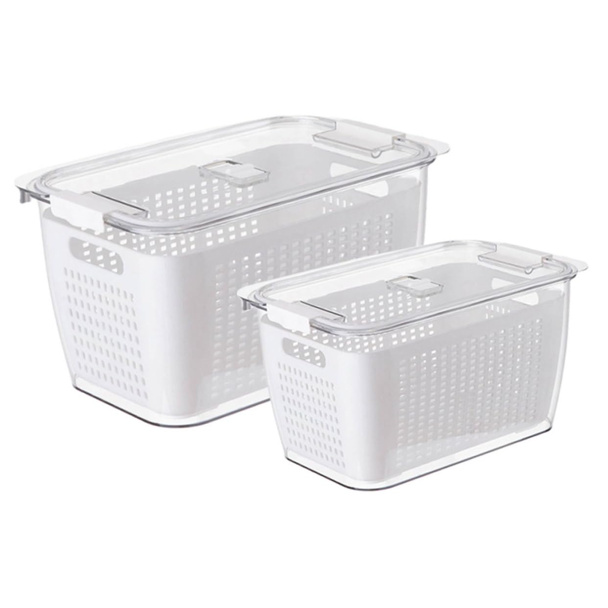 2 Stück Doppellagiger Abtropfkorb aus Pet, 1, 7 L und 4, 5 L, Weiß