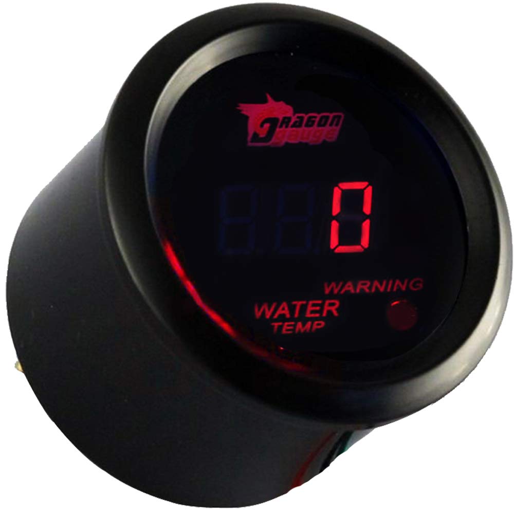 2" 52mm Noir Voiture Moteur Numérique Lumière Rouge de LED Indicateur de température de l'eau Mètre Jauge