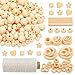 CHI·MEIJO 320Stk Holzperlen Holzringe mit Loch Set, Holzperlen zum Auffädeln mit 50M Baumwolle, Natur Holzperlen Sterne/Herz/Holzstäbe/Holzringe zum Basteln DIY Makramee Weihnachten Schmuck Zubehör Set Sterne günstig Kaufen-CHI·MEIJO 320Stk Holzperlen Holzringe mit Loch Set, Holzperlen zum Auffädeln mit 50M Baumwolle, Natur Holzperlen Sterne/Herz/Holzstäbe/Holzringe zum Basteln DIY Makramee Weihnachten Schmuck Zubehör