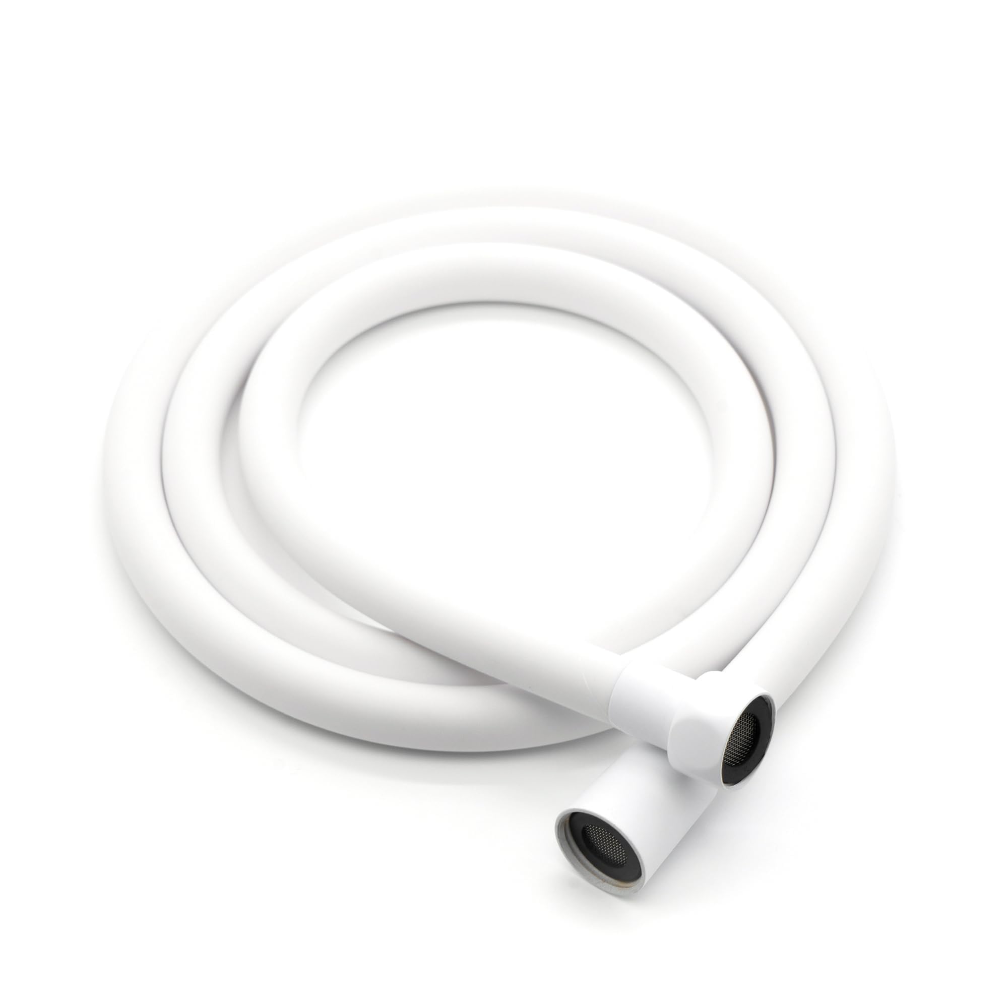 VANCOCO Manguera de ducha de PVC, 1,5 m, conexión G1/2, color blanco, con filtro de acero inoxidable, doble protección contra torsión, resistente a dobleces y desgarros