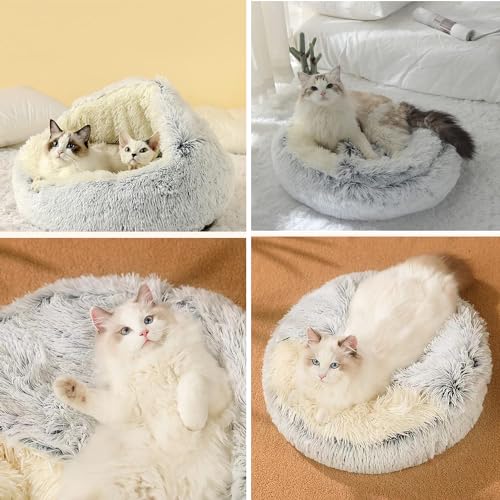 SHJOEE Flauschig Hundebett Muschelform 50cm Katzenbett Warm Tierbett Haustierbett Waschbar Hundesofa Katzensofa Plüsch Hundekorb Katzenkorb Weiche Kuschelbett für Den Schlaf im Innenbereich