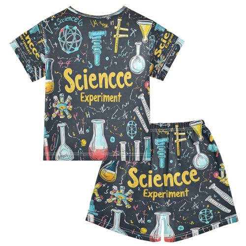 ALAZA Science Physics Blue Pajamas Set Short Sleeve Cotton Sleepwear Summer Pjs 2 Piece 5-14Y2