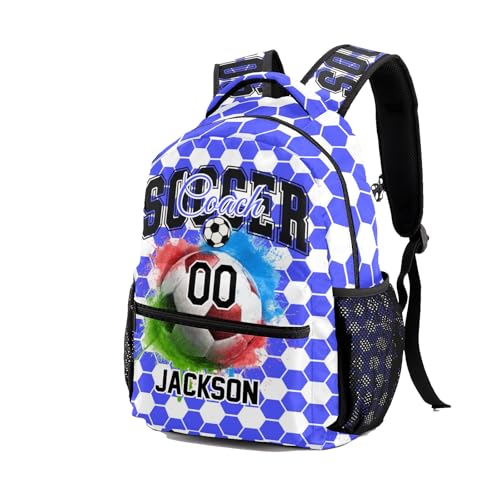 Custom Blue Soccer Bag for Sport Personalized Football Backpack Bag,Soccer Dad Travel Daypack2