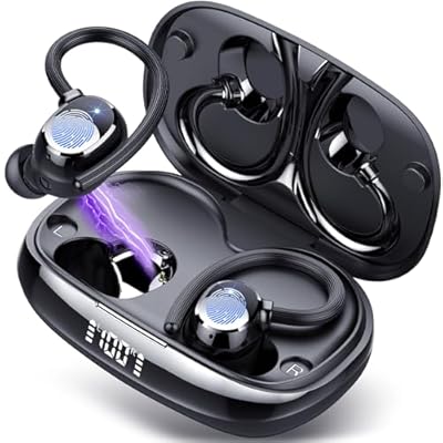 Tukio Auriculares Inalambricos Deportivos Auriculares Bluetooth 5.4 HiFi Estéreo con 4HD Micro y Cancelacion Ruido ENC 80H con LED Pantalla IP7 Impermeable Cascos Inalambricos in Ear Running