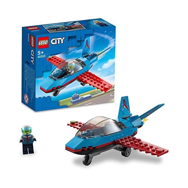 LEGO 60323 City Stuntflugzeug, Kunstflugzeug, Flugzeug Spielzeug mit Piloten-Minifigur, kreatives Geschenk für Jungen…