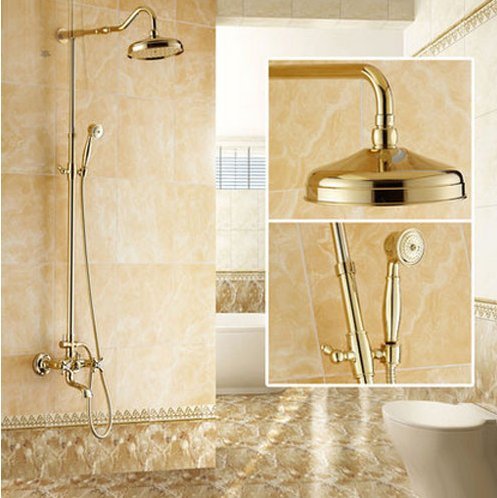 Barre coulissante de douche Gowe en or pour rénover une salle de bain