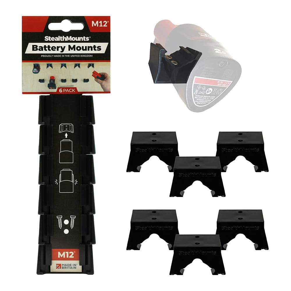 6 PACK of STEALTH MOUNTS for MILWAUKEE M12 12v batteries battery slot holder