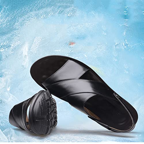 Men Genuine Leather Sandals Outside Cow Leather Slippers Soft-Soled Male Casual Sandals Non-Slip(40)4