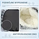 SUOXU Odprężające legowisko dla kota i psa, pluszowe, ciepłe, miękkie, z przyjemną gąbką, antypoślizgowy spód, dla małych, średnich zwierząt, do drzemki i spania wewnątrz, z miękkim daszkiem, szare
