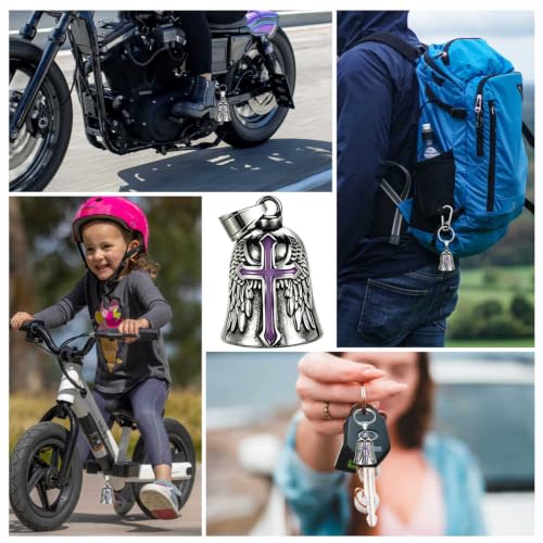 Image of Motorcycle Bell Guardian Angel Charm - Weather-resistant Good Luck Gremlin Bells With Gift Box, Legend Card, Keychain