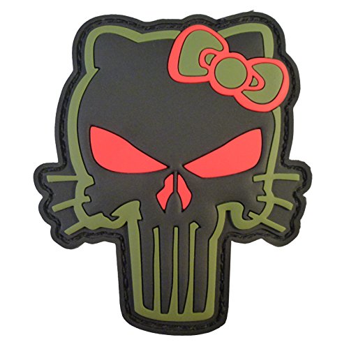 LEGEEON Olive Drab OD Punisher Hello Kitty PVC Rubber 3D Morale Tactical Hook Patch Cover