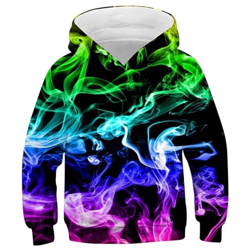 Kids Funny Print Sweatshirt Hooded Loose Long Sleeve Pullover for Boys Girls Fall Warm Casual Tops with Pocket