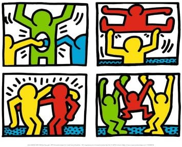 Cavalrywolf Pop Shop Quad I, c.1987 Art Poster Print by Keith Haring, 41x31